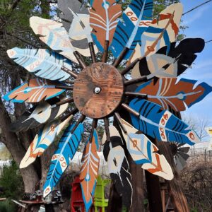 Teal & Black Feather Windmill